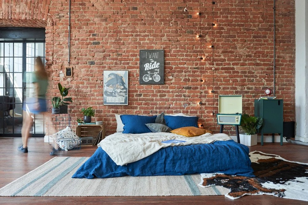 Súprava 3 modrých úložných košíkov Hübsch Wire Azul