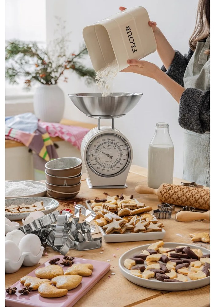 Krémovobiela kuchynská váha Kitchen Craft Living Nostalgia, nosnosť 4 kg