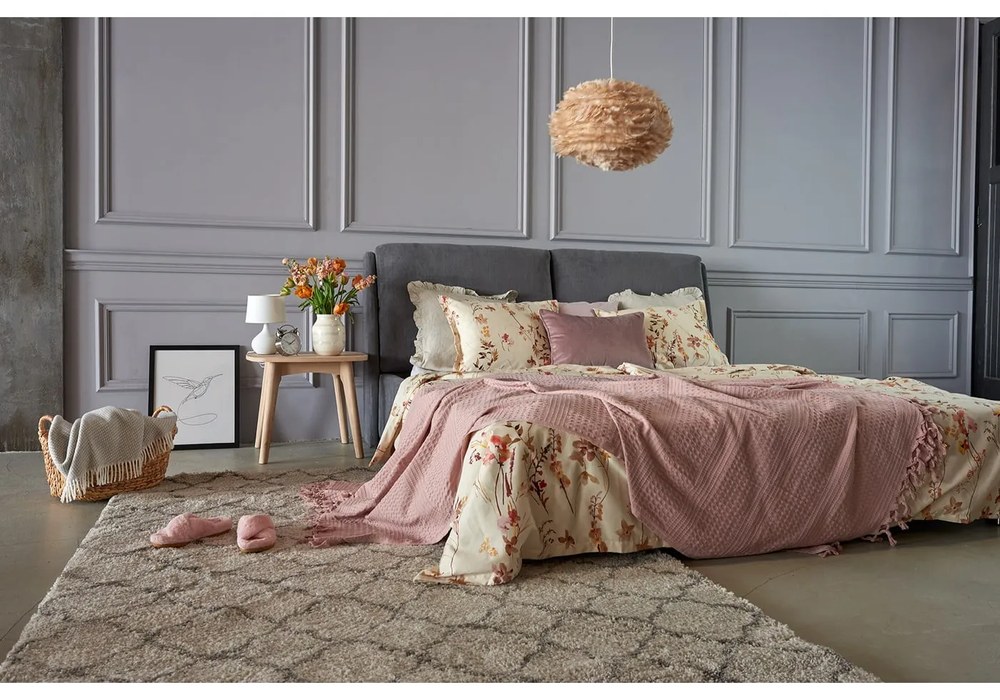 Svetlosivý pléd s podielom bavlny Euromant Ruby, 140 × 180 cm