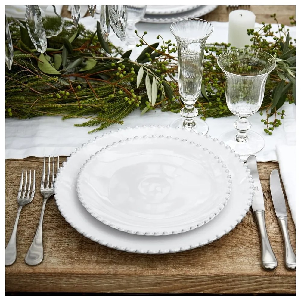 Biely kameninový tanier Costa Nova Pearl, ⌀ 28 cm