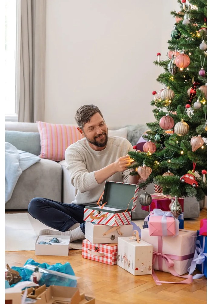 Sklenené ručne fúkané vianočné gule v súprave 3 ks ø 8 cm – Ego Dekor