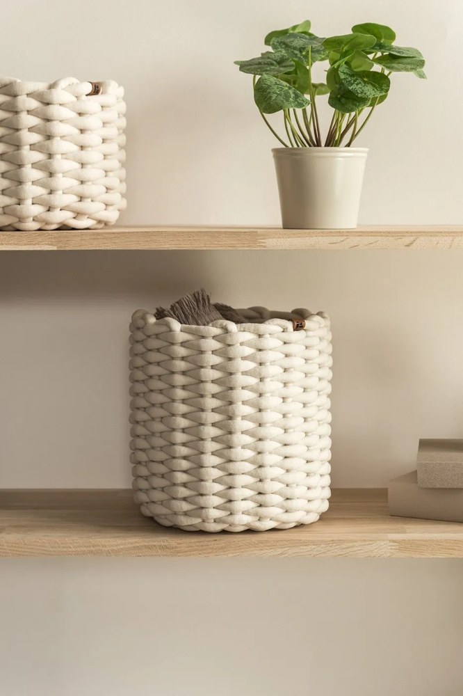 Látkový košík ø 25x25 cm Peach Skin Round M – Bigso