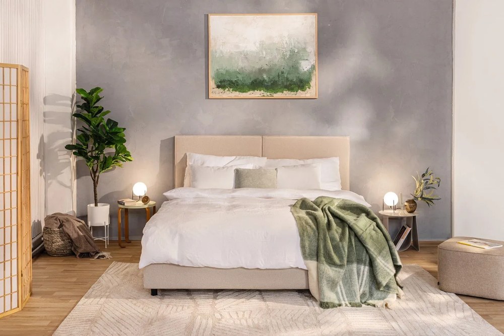 Béžová čalúnená dvojlôžková posteľ s úložným priestorom s roštom 160x200 cm Myra Bold – Bonami Selection