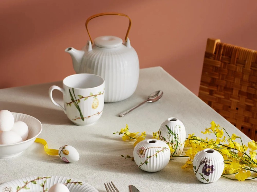 Súprava 3 miniatúrnych porcelánových váz Kähler Design Hammershøi Spring