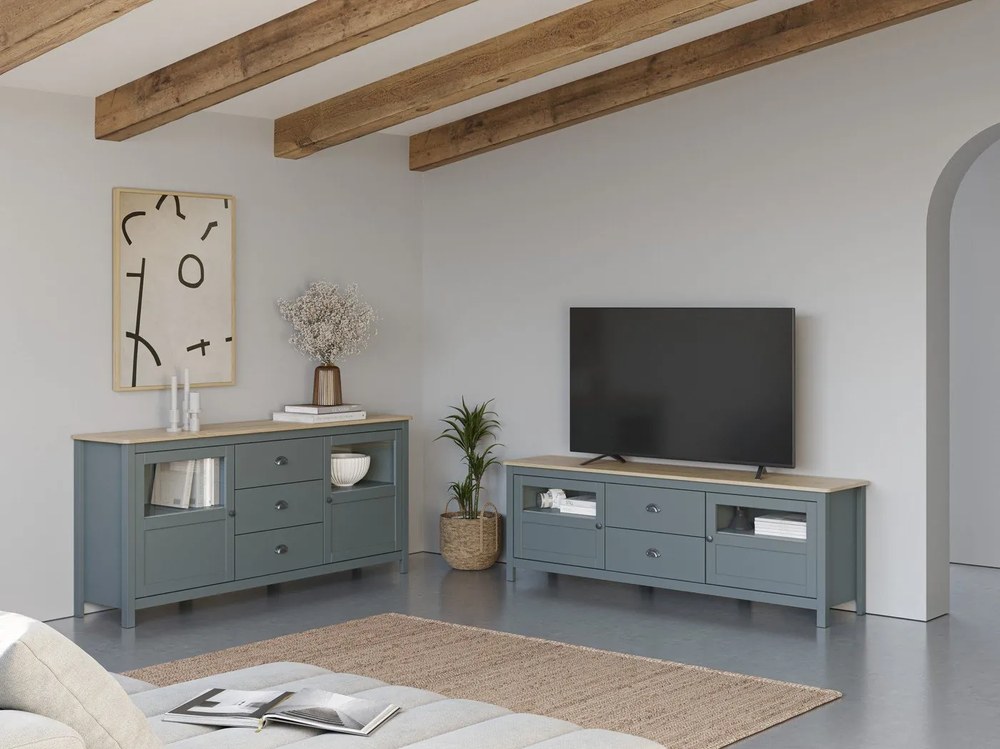 Komoda sivozelená z borovicového dreva 180x80x40 cm Misti – Marckeric