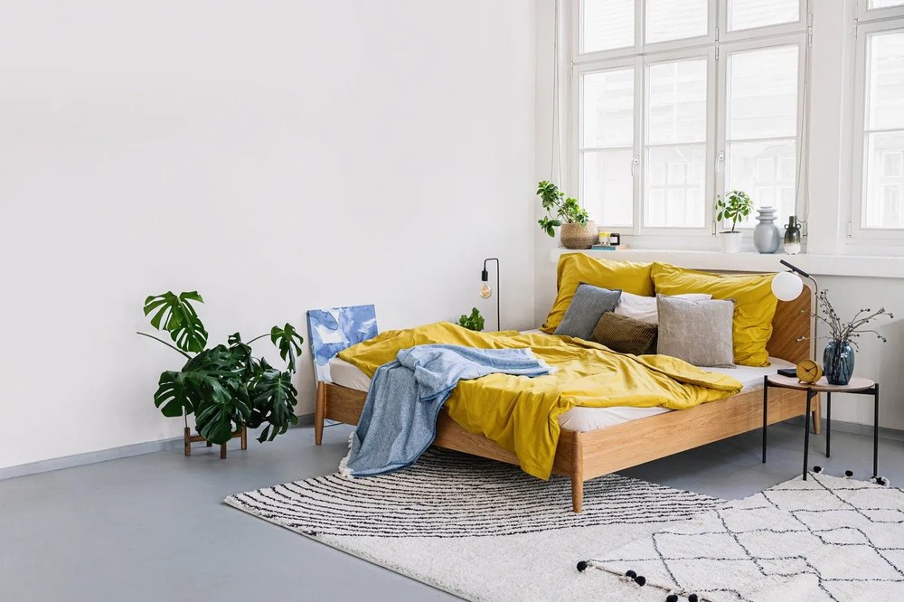 Biela bavlnená elastická plachta Good Morning, 180 x 200 cm