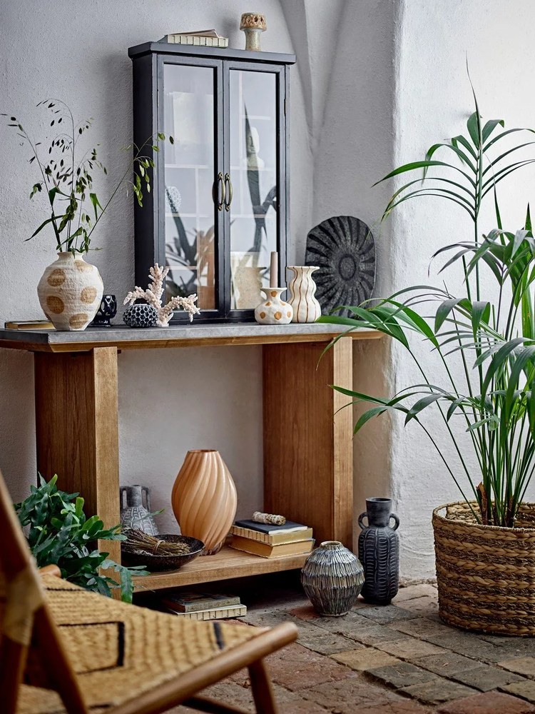 Konzolový stolík s kovovou doskou v prírodnej farbe 40x110 cm Riva – Bloomingville