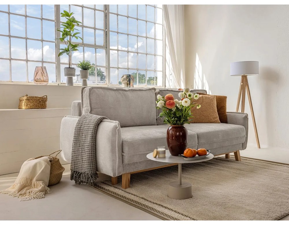 Béžová menčestrová rozkladacia pohovka 218 cm Tori - Bonami Selection