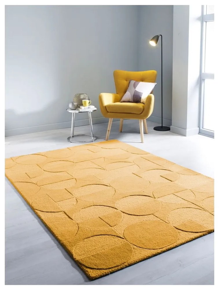 Žltý koberec z vlny Flair Rugs Gigi, 120 × 170 cm