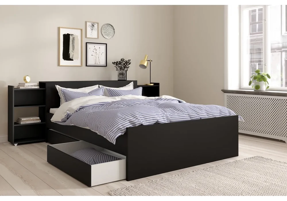 Čierne zásuvky pod posteľ v súprave 2 ks 90x190/140x190 cm Naia – Tvilum