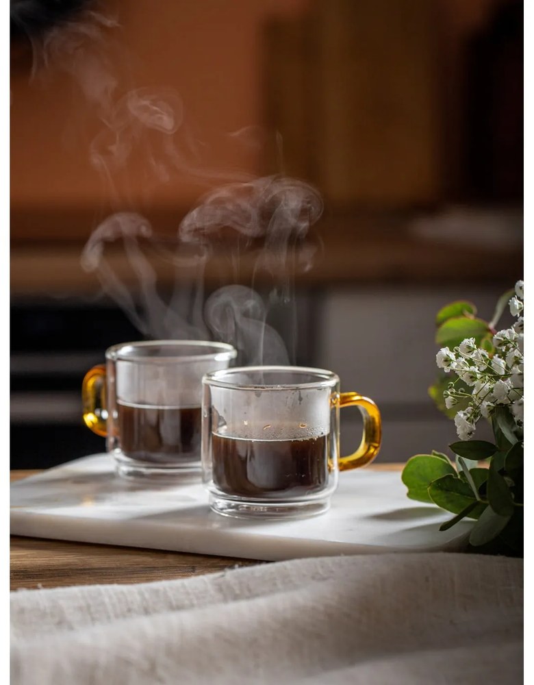 Súprava 2 dvojstenných hrnčekov Vialli Design Amber, 80 ml