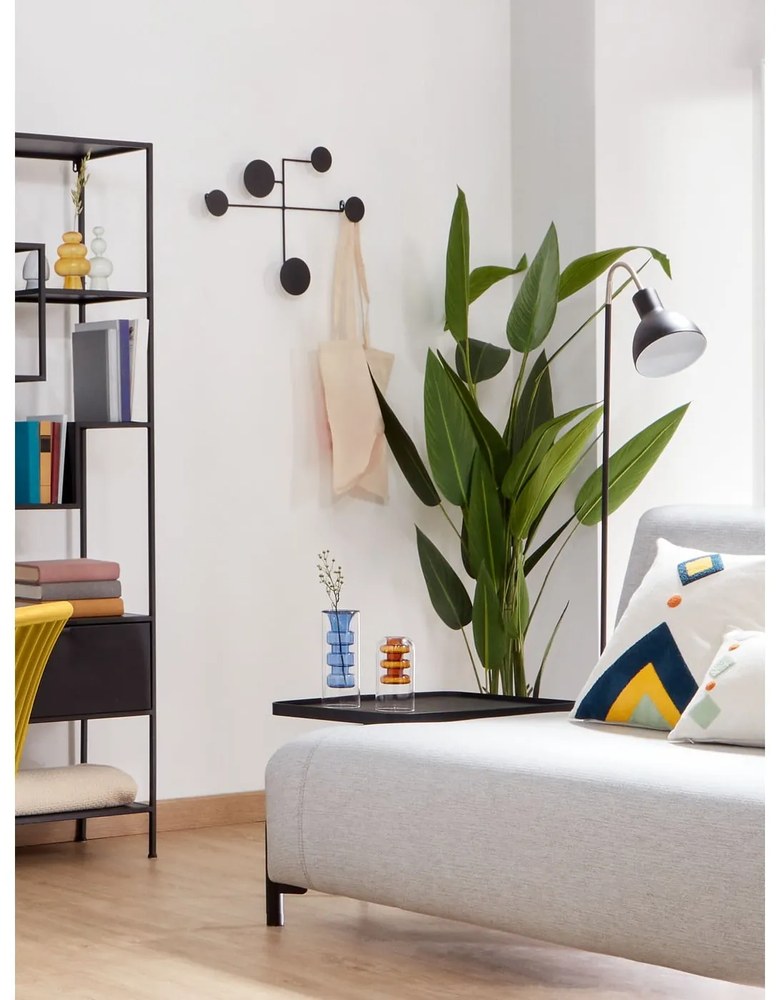 Čierny kovový nástenný vešiak Kave Home Vianela, 52 x 40 cm