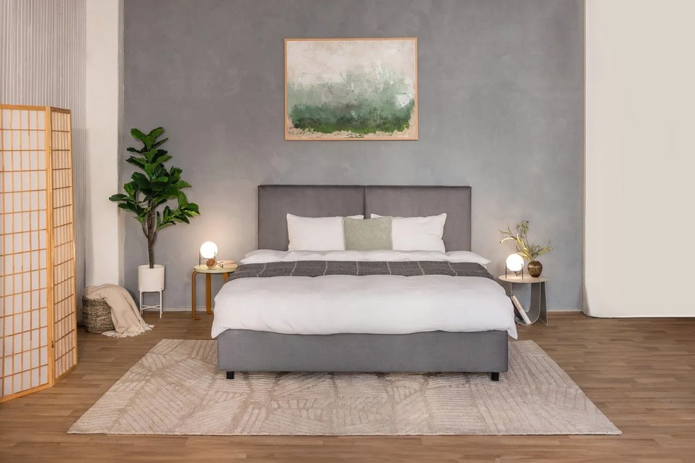 Sivá čalúnená dvojlôžková posteľ s úložným priestorom s roštom 160x200 cm Myra Bold – Bonami Selection