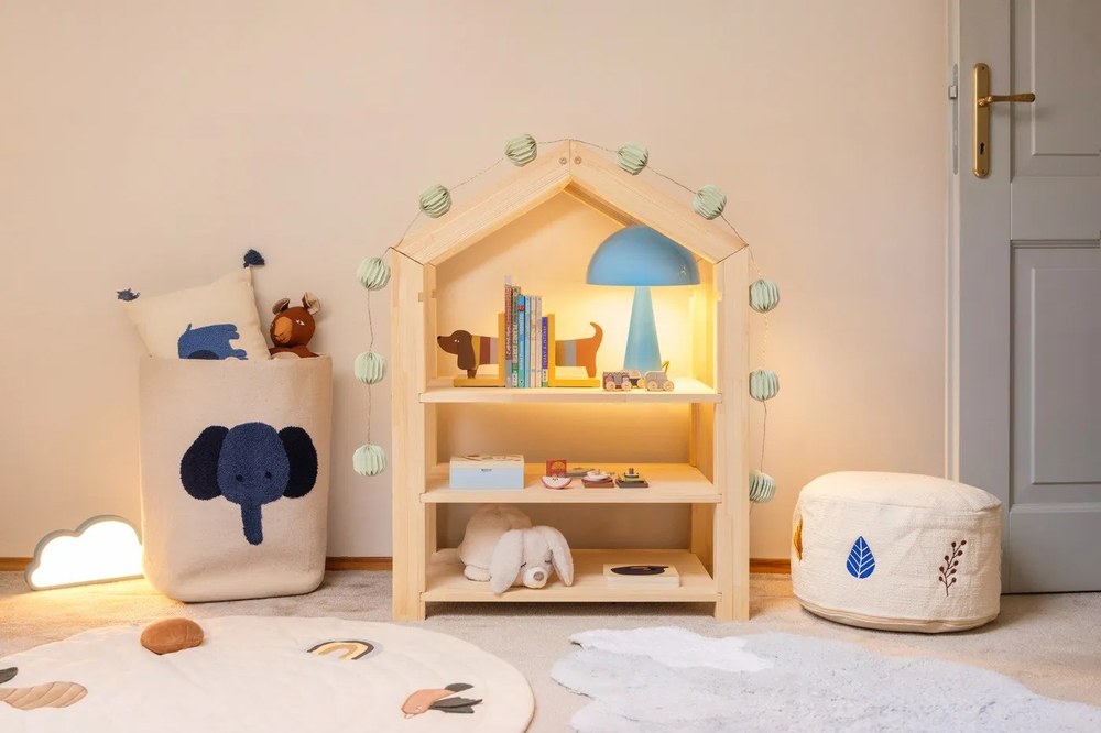 Svetlomodrá stolová lampa (výška 33 cm) Mush – Hübsch