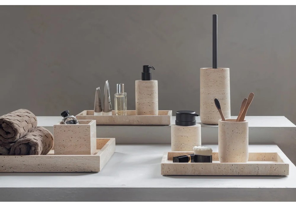 Béžový kamenný dávkovač mydla 250 ml Travertine – Mette Ditmer Denmark