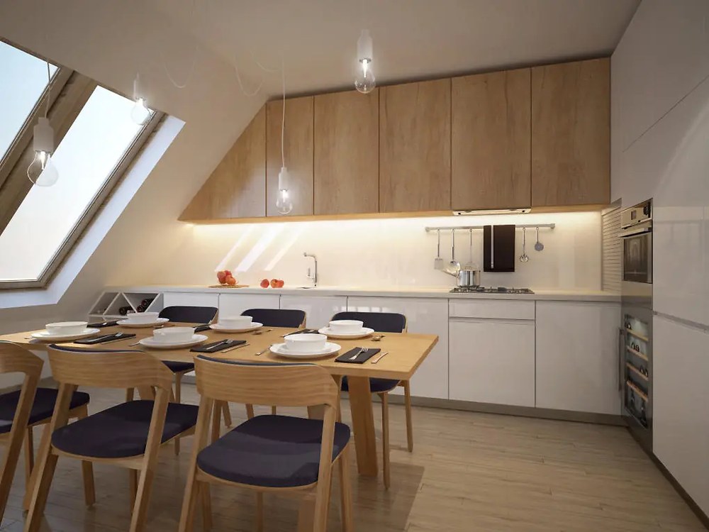 Bulharská, kuchyň s obývakem