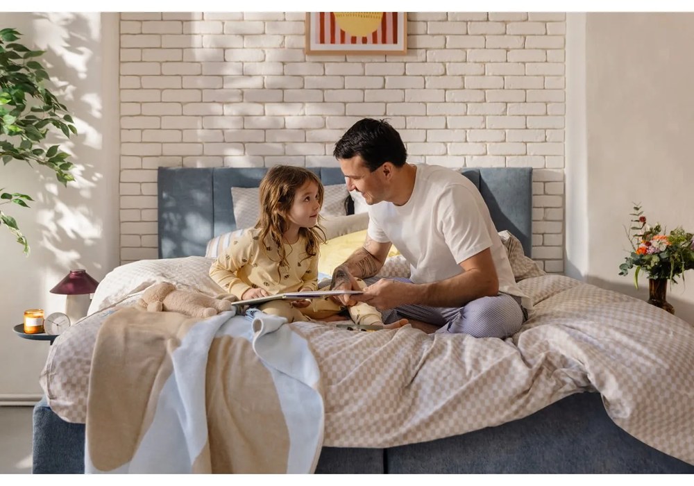 Modrá boxspring posteľ 160x200 cm Olia Bold Line – Bonami Selection