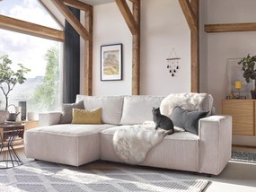 Bielo-béžová menčestrová rozkladacia rohová variabilná pohovka Nihad – Bobochic Paris