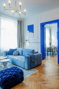 Modrý bavlnený dekoratívny vankúš Tiseco Home Studio Waffle, 45 x 45 cm