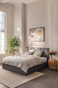 Sivá čalúnená dvojlôžková posteľ s úložným priestorom s roštom 180x200 cm Thessa Bold Line – Bonami Selection