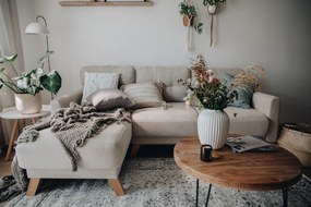 Béžová variabilná rozkladacia rohová pohovka Bonami Selection Pop