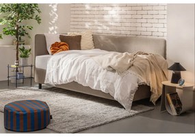 Čalúnená jednolôžková posteľ taupe s úložným priestorom s matracom 90x200 cm Avela – Bonami Selection
