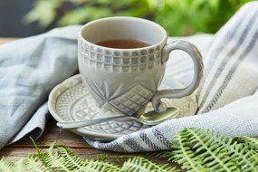 Bielo-béžová kameninová šálka Costa Nova Cristal, 300 ml