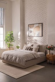 Béžová čalúnená dvojlôžková posteľ s úložným priestorom s roštom 180x200 cm Thessa Pillow – Bonami Selection