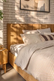 Čalúnená dvojlôžková posteľ s úložným priestorom s roštom 160x200 cm v horčicovej farbe Thessa Bold Line – Bonami Selection
