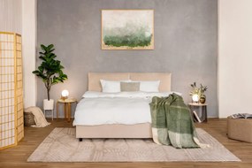 Béžová čalúnená dvojlôžková posteľ s úložným priestorom s roštom 160x200 cm Myra Pillow – Bonami Selection