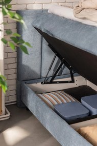 Modrá boxspring posteľ s úložným priestorom 180x200 cm Elva Bold Line – Bonami Selection
