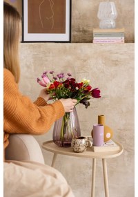 Fialová porcelánová váza Design Letters Kiss, výška 11 cm