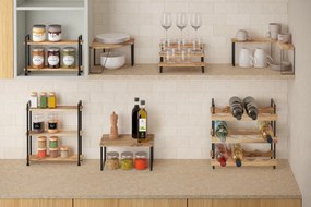 Drevená prídavná polička v matne čierno-prírodnej farbe 32x19 cm York – Metaltex