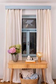 Krémovobiely ľanový záves s tunelom Linen Tales Night Time, 250 x 140 cm