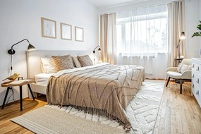 Svetlohnedá bavlnená prikrývka na dvojlôžko 250x260 cm Sahara - Tiseco Home Studio