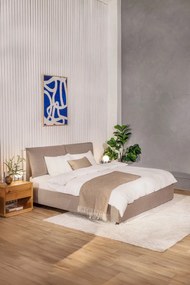 Čalúnená dvojlôžková posteľ taupe s úložným priestorom s roštom 180x200 cm Myra Pillow – Bonami Selection