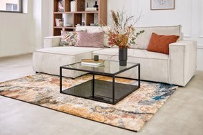 Bielo-béžová menčestrová rozkladacia rohová variabilná pohovka Nihad – Bobochic Paris