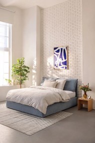 Modrá čalúnená dvojlôžková posteľ s úložným priestorom s roštom 180x200 cm Thessa Pillow – Bonami Selection