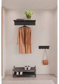 Čierny oceľový nástenný vešiak s poličkou 11,5 cm A-Hallway – Zone