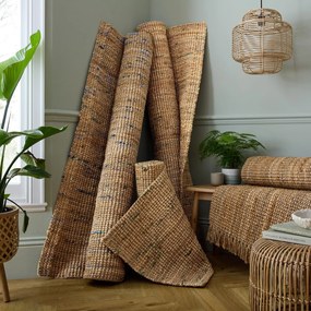 Ručne tkaný jutový koberec v modro-prírodnej farbe 160x230 cm Jute Boucle Blue – Flair Rugs