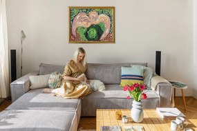 Svetlosivá menčestrová rozkladacia rohová variabilná pohovka Nihad – Bobochic Paris