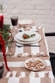 Behúň na stôl s prímesou ľanu 50x150 cm Maura – Kave Home