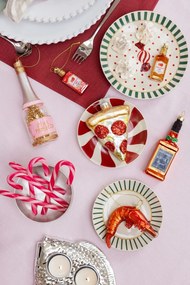 Sklenená ručne vyrobená vianočná ozdoba ø 5 cm Pink Prosecco – Sass &amp; Belle