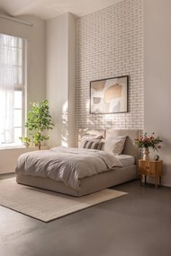 Béžová čalúnená dvojlôžková posteľ s úložným priestorom s roštom 180x200 cm Thessa Bold – Bonami Selection