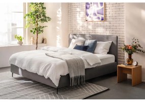Sivá čalúnená dvojlôžková posteľ s roštom 180x200 cm Noira Slim – Bonami Selection