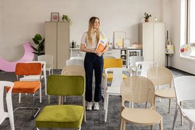 Žltá menčestrová jedálenská stolička Rupert – Unique Furniture