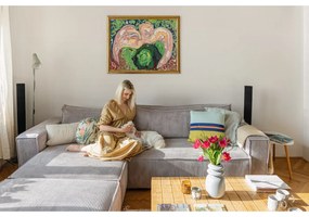 Svetlosivá menčestrová rozkladacia rohová variabilná pohovka Nihad – Bobochic Paris