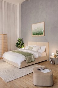Béžová čalúnená dvojlôžková posteľ s úložným priestorom s roštom 160x200 cm Myra Bold – Bonami Selection