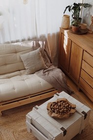 Sivobéžová ľanová rozkladacia pohovka 140 cm Roots – Karup Design