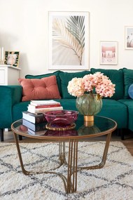 Ružový vankúš Tiseco Home Studio Velvet Button, 40 x 60 cm